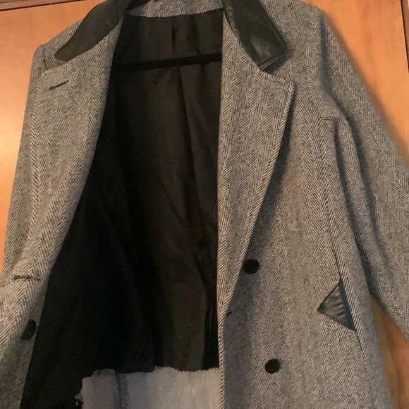 Vintage coat black and white tweed Sz Small Medium 80’s 90’s double-breasted 4 6 - Picture 5 of 13